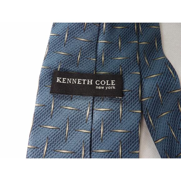 Kenneth Cole New York Mens Neck Tie Silk Blue Gray Geometric Diamonds - Picture 5 of 7